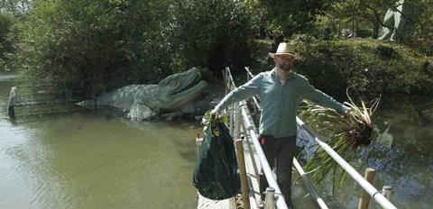 The temporary bridge to Crystal Palace Park's Dinosaur Island