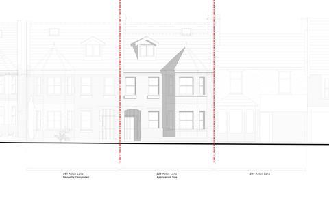 Street-facing elevation of Wimshurst Pelleriti's Acton Lane scheme 