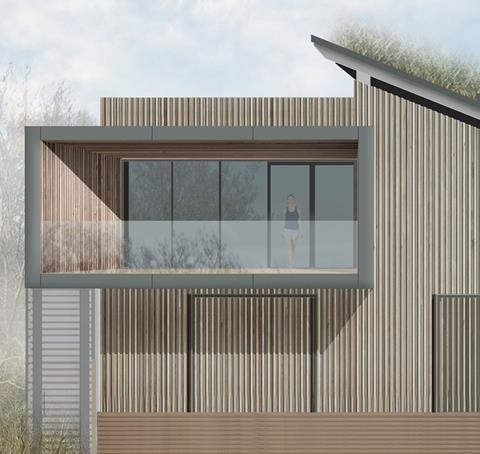 Elevation of the boathouse designed by Spratley & Partners for Headington School Oxford