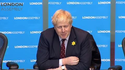 Boris Johnson answering questions on the Garden Bridge at GLA oversight committee