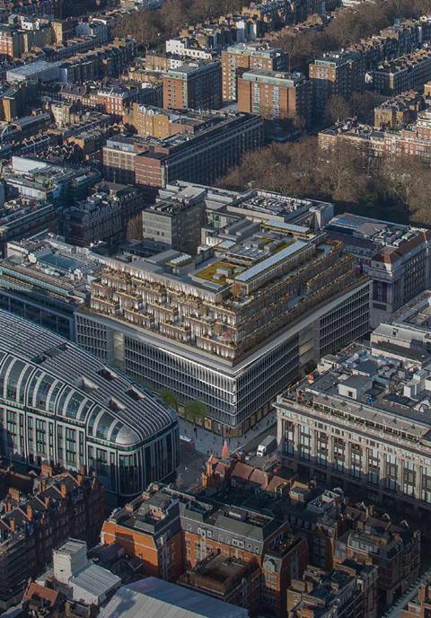 Aerial view of Pilbrow & Partners' plans for the redevelopment of Marks & Spencer's Marble Arch branch