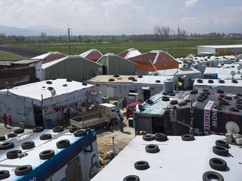 The school in relation to the informal tented settlement of Jarahieh, Al-Marj, Lebanon, designed by CatalyticAction