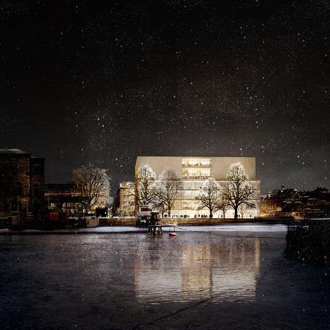 David Chipperfield Architects - Nobel Centre, Stockholm - Night view from Skeppsholmen