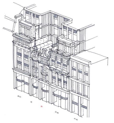 Sketch of the new Oxford Street elevation under AHMM's plans