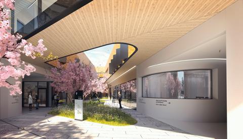 CF Møller's Tolworth Hospital in Kingston - central wards street render