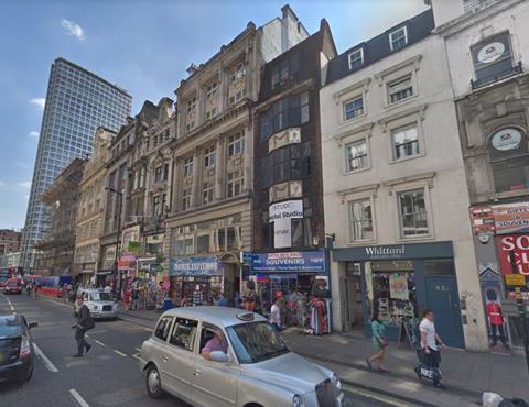 Nos 29-43 Oxford Street. the two buildings that would be completely demolished are at the right.