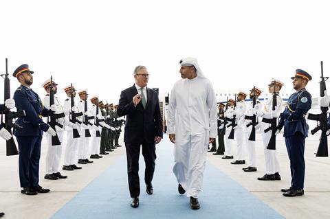 Starmer in the UAE in April LR