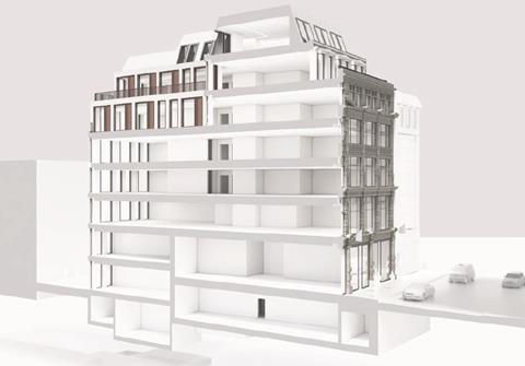 Cross-section of Rolfe Judd's proposals for 105-106 New Bond Street