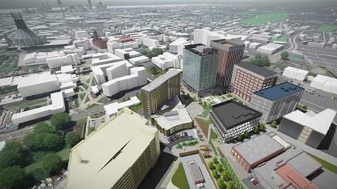 Overview of the Paddington Village development in Liverpool, with AHR's 