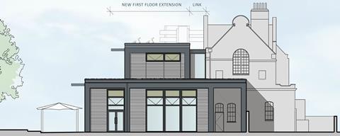 Side view of Saunders Partnership Architects' extension proposals for Sarah Bonnell School in east London