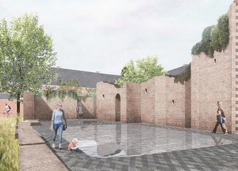 Ruin pool. David Kohn Architects' scheme for Hasselt University beguinage