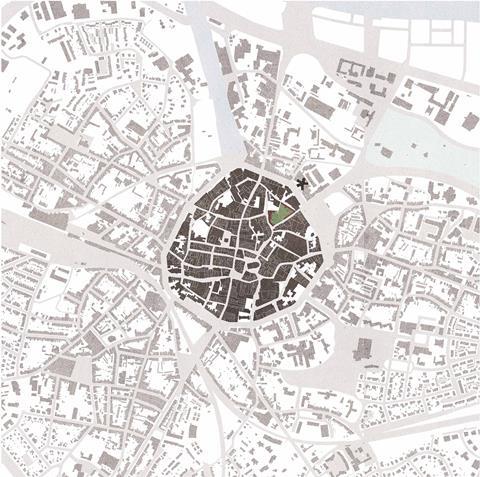 Hasselt city plan. David Kohn Architects' scheme for the Hasselt University beguinage