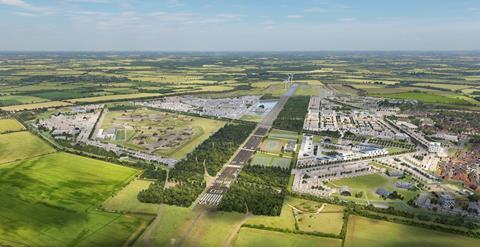 05 Heyford Park_Illustrative CGI aerial view from west proposed_credit Proctor & Matthews Architects and Minmud_