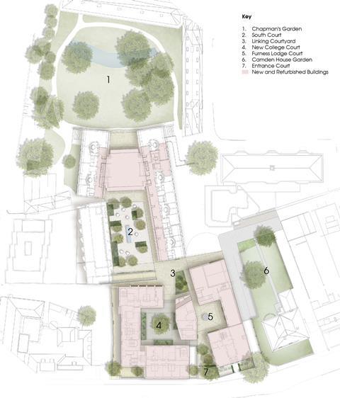 Site plan of Stanton Williams' Emmanuel College, Cambridge proposals