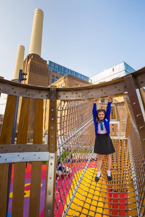 Children from St Mary's RC Primary School playing in the new Prospect Park Playground at Battersea Power Station - credit Charlie Round-Turner (3) WEB