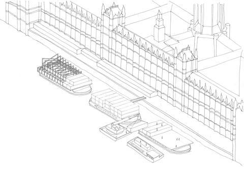 Construction image of HMS Parliament proposal by Studio Octopi