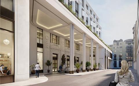 The drop-off area for the hotel element of Foster & Partners' Whiteleys scheme