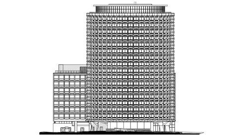 West elevation of Space House under Squires' proposals