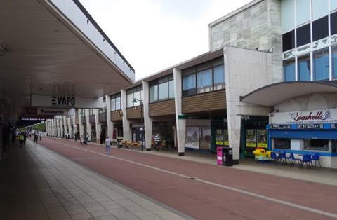 The parade of shops in East Walk, Basildon, that would be demolished to make way for the Pollard Thomas Edwards cinema proposals