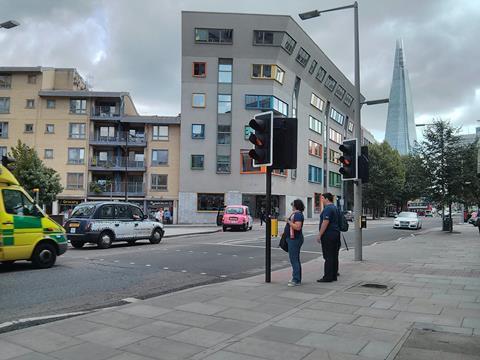 One of the existing crossings on Southwark Street