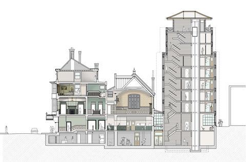 Benedict O'Looney Architects plan for Bromley's Royal Bell Hotel - section