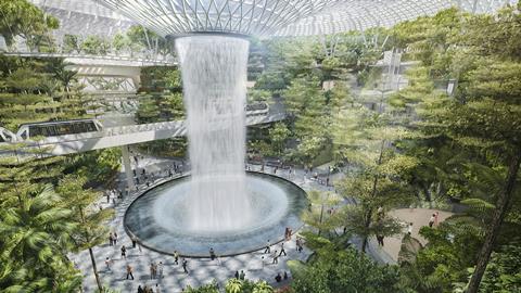 Jewel Changi Airports Forest Valley, designed by Moshe Safdie
