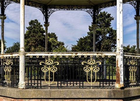 The Bowie Bandstand in Croydon Road Recreation Ground, Beckenham. It has just been listed at grade II. The structure was made by the the McCallum and Hope Iron Foundry in Glasgow in 1905.