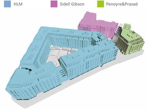 Sutton Estate Chelsea showing division between HLM Penoyre and Prasad and Sidell Gibson