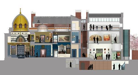 Section view of BDP's proposals  for Leighton House Museum  in west London