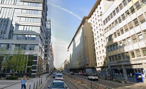 The 1950s SNCB/NMBS buildings fronting Avenue Fonsny in Brussels