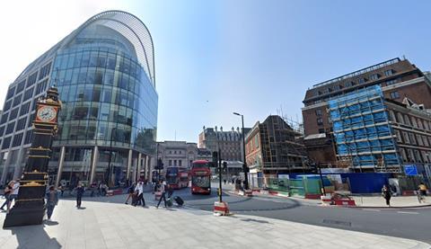 The approach to Victoria Station, including the Little Ben clock