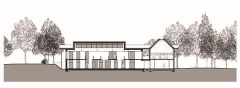 Section of Architype's South Downs Learning Centre