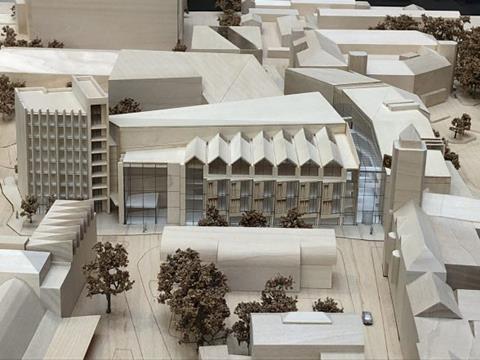 Model of Broadway Malyan's proposals to regenerate the site of Coventry's grade II-listed former Architecture and Town Planning Department Studio Block