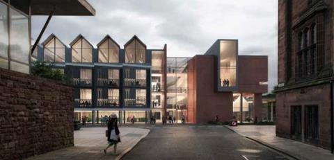 Proposals for the new university block, seen from St Mary Street