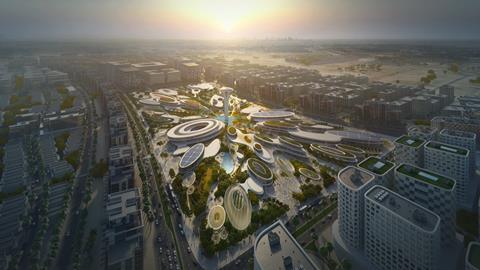 Zaha Hadid Archtiects' design for the Central Hub at Aljada, in the UAE city of Sharjah