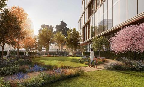 The garden square element of SimpsonHaugh's Kensington Forum plans