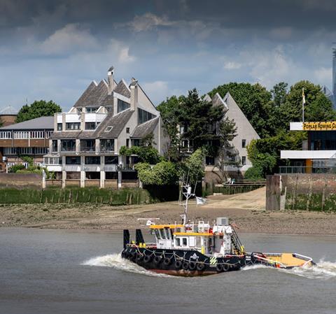 50-56 Ferry Street on the Isle of Dogs, by Stout and Litchfield. The riverside terrace has just been awarded grade II status by Historic England