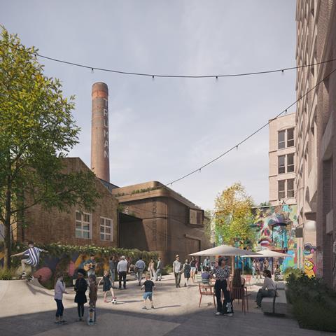 Truman Brewery Masterplan Chimney Yard designed by Buckley Gray Yeoman, Source - Conica Studio_1