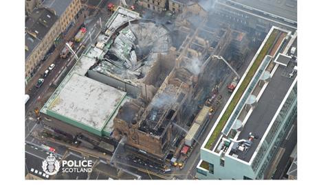 The scene this morning at Glasgow School of Art