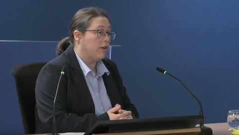 Former Exova consultant Cate Cooney gives evidence to the Grenfell Tower Inquiry on 16 March 2020