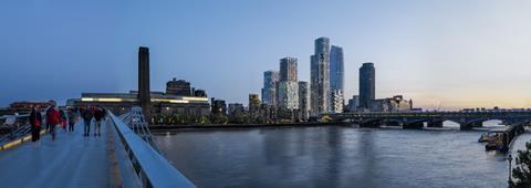 View of PLP's Bankside Yard development, seen from Foster & Partners' Millennium Bridge 