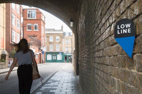 Part of the Low Line walking route in Southwark