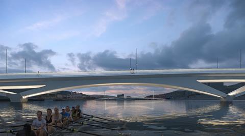 Knight Architects' New City Bridge for Drammen in Norway. The competition-winning design was created in partnership with local practice SAAHA and engineer Degree of Freedom