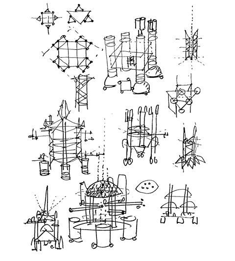 Terry Farrell's sketches developing his son's drawing