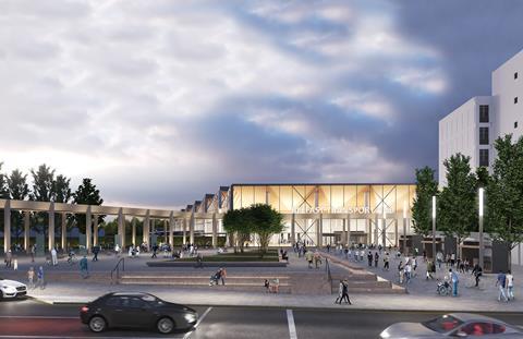 John McAslan and Partners and Arup's Belfast Transport Hub: Station Square from bus station