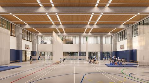 Sports hall at Walters & Cohen Architects' King’s School Shenzhen International 