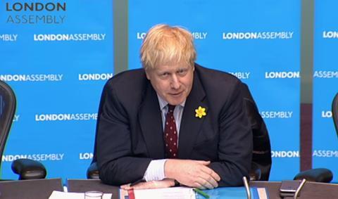 Boris Johnson answering questions on the Garden Bridge at GLA oversight committee in 2018