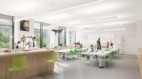 Science classroom at Walters & Cohen Architects' King’s School Shenzhen International 