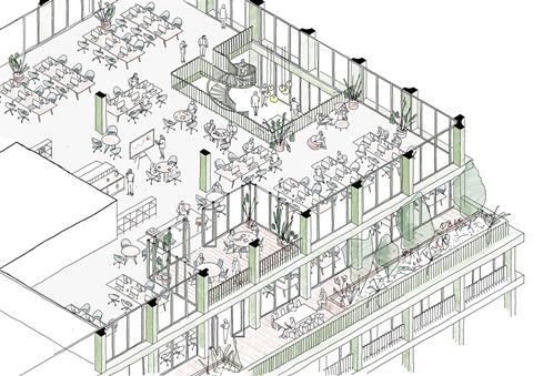 Morris und Co_HUF4_MoCo_Isometric Sketch_Office Loggia