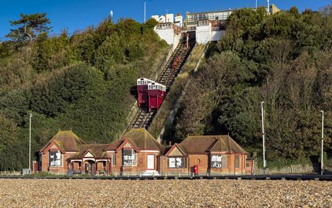 Leas Lift in Folkstone dates to 1885 and is one of only three remaining water-balanced lifts in the UK. It has been added to the Heritage at Risk Register 2019 because of safety concerns with the braking system.